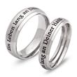 Frosted stainless steel wedding rings with laser engraving