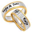 Polished stainless steel wedding rings with laser engraving
