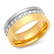 Stainless steel ring partly gold-plated 8mm zirconia