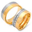 Wedding rings stainless steel partly gold-plated 8mm zirconia