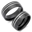 Blackened wedding rings stainless steel 8mm zirconia