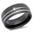 Blackened wedding rings stainless steel 8mm zirconia