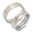 Wedding Rings Stainless Steel Partially Gold-Plated 6mm Zirconia