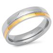Stainless steel ring partially gold-plated 5mm
