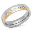 Partially gold-plated stainless steel wedding rings 5mm zirconia