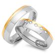 Partially gold-plated stainless steel wedding rings 5mm zirconia