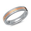Partially gold-plated stainless steel wedding rings glossy grooves