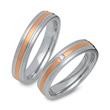 Partially gold-plated stainless steel wedding rings glossy grooves