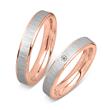 Partially polished stainless steel wedding rings pink zirconia