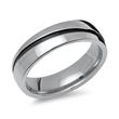 Stainless steel wedding rings black groove stone trimming
