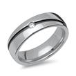 Stainless steel wedding rings black groove stone trimming