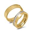 Gold plated stainless steel wedding ring set with stones