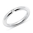 Polished stainless steel wedding rings with gemstone