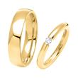 Yellow gold plated stainless steel wedding rings with stone