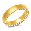 Edelstahlring Zirkonia gold 4,9 mm breit