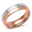 Stainless steel wedding rings partially polished with rose gold plating