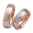 Stainless steel wedding rings partially polished with rose gold plating