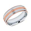 Stainless steel wedding rings partially rose gold plated zirconia