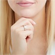 Stainless steel ring rose gold-plated engravable with zirconia