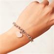 Link bracelet in 925 silver with heart, rose gold plated