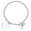 Silver bracelet push-through clasp heart element