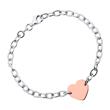 Sterling silver bracelet with heart rose gold plated engravable