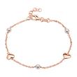 Rose gold plated 925 silver bracelet hearts and pearls