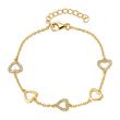 Bracelet hearts made of gold-plated 925 silver zirconia