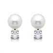 White pearl earrings: Sterling silver with zirconia