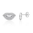 Ear studs kiss sterling silver zirconia lips