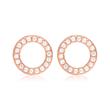 Ear studs circle design sterling silver pink zirconia