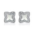Floral earrings in sterling silver with zirconia