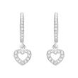 Foldable hoops with heart pendants sterling silver zirconia