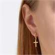 Pendientes de aro con bisagra cruces de plata 925 bañada en oro