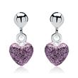 Sterling silver earrings with purple glittering hearts