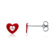 Earrings red hearts sterling silver with zirconia