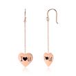 Heart earring in rose gold-plated sterling silver