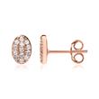 Oval stud earrings 925 silver rose gold plated zirconia