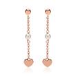 Rose gold plated 925 silver earrings hearts pearls