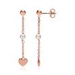 Rose gold plated 925 silver earrings hearts pearls