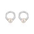 Circle earrings in sterling silver with pearls