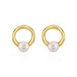 Stud earrings circles 925 silver, gold plated with pearls