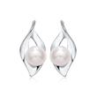 925 Silver Stud Earrings Leaf With Pearl