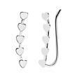 Ear climber hearts in sterling silver