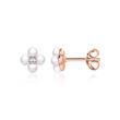 Pearl stud earrings blossom in 925 silver, rose gold plated