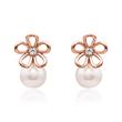 Flower ear studs in 925 sterling silver with pearl in rosé