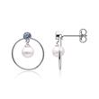 Ear studs in 925 sterling silver with circle pendant and pearl