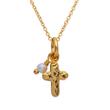 Sterling silver necklace gold plated cross pendant pearl