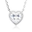 Sterling Silver Necklace Polished With Heart Zirconia