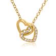 Necklace hearts sterling silver gold plated zirconia